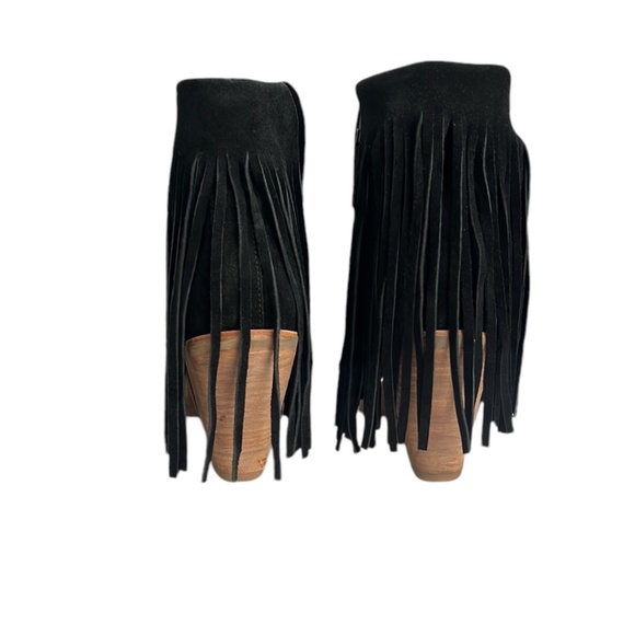 Koolaburra Piaz II Boho Fringe Suede Cut Cuff Heeled Sandals Size 9 - Picture 7 of 11